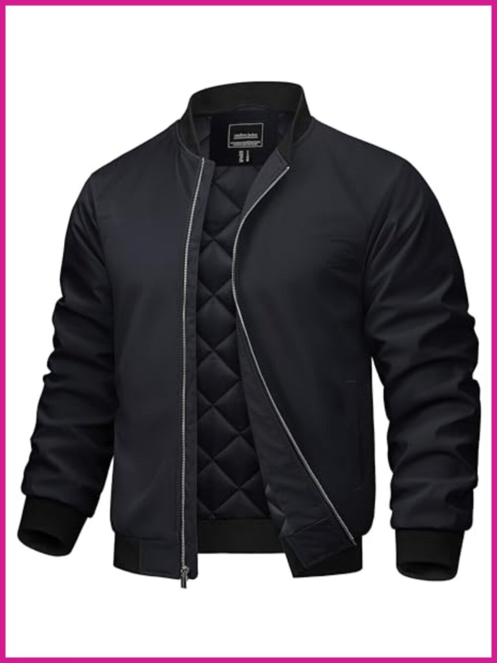 Men's Quilted Lined Bomber Jacket Full Zip Windbreaker Casual Fall Winter